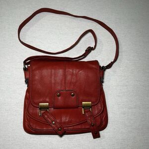 Jessica Simpson Women’s Red Orange Faux Leather Adjustable Strap Crossbody Bag